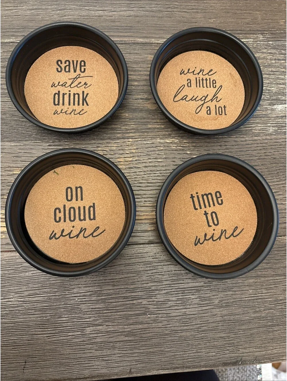 Metal And cork  coasters for drinks And Wine 4.5” Very Cute